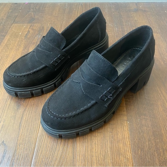 ASOS Sloane Y2K Chunky Lug Sole Preppy Collegiate Penny Mid Heeled Loafer SZ 7W - Picture 13 of 16